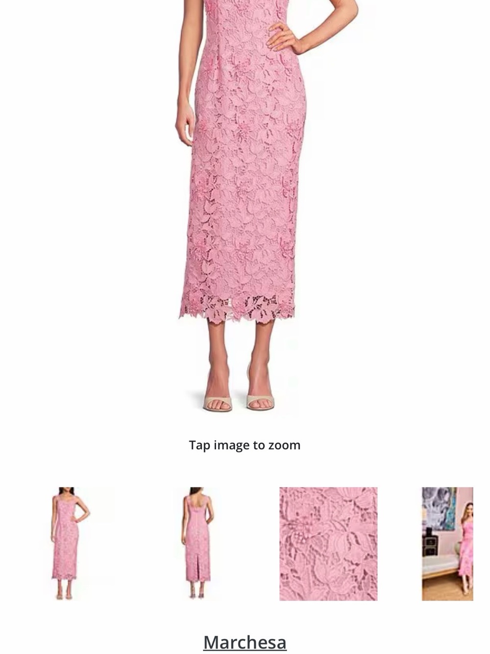 Muse by Marchesa 3d floral lace square neck midi dress pink - Picture 1 of 5